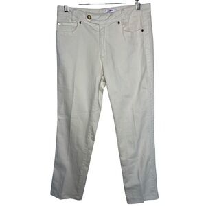 Leggiadro Straight Leg‎ Jeans Women Size 8 Cream Mid Rise Gold Hardware Italy